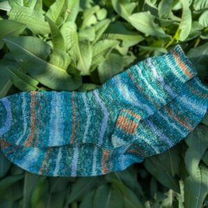 Gestreepte sokken met groen- en blauwtinten, maat 41-42