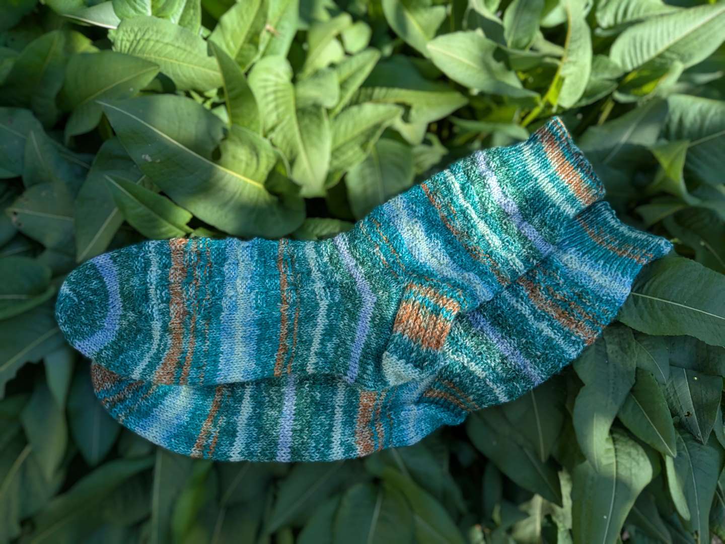 Gestreepte sokken met groen- en blauwtinten, maat 41-42