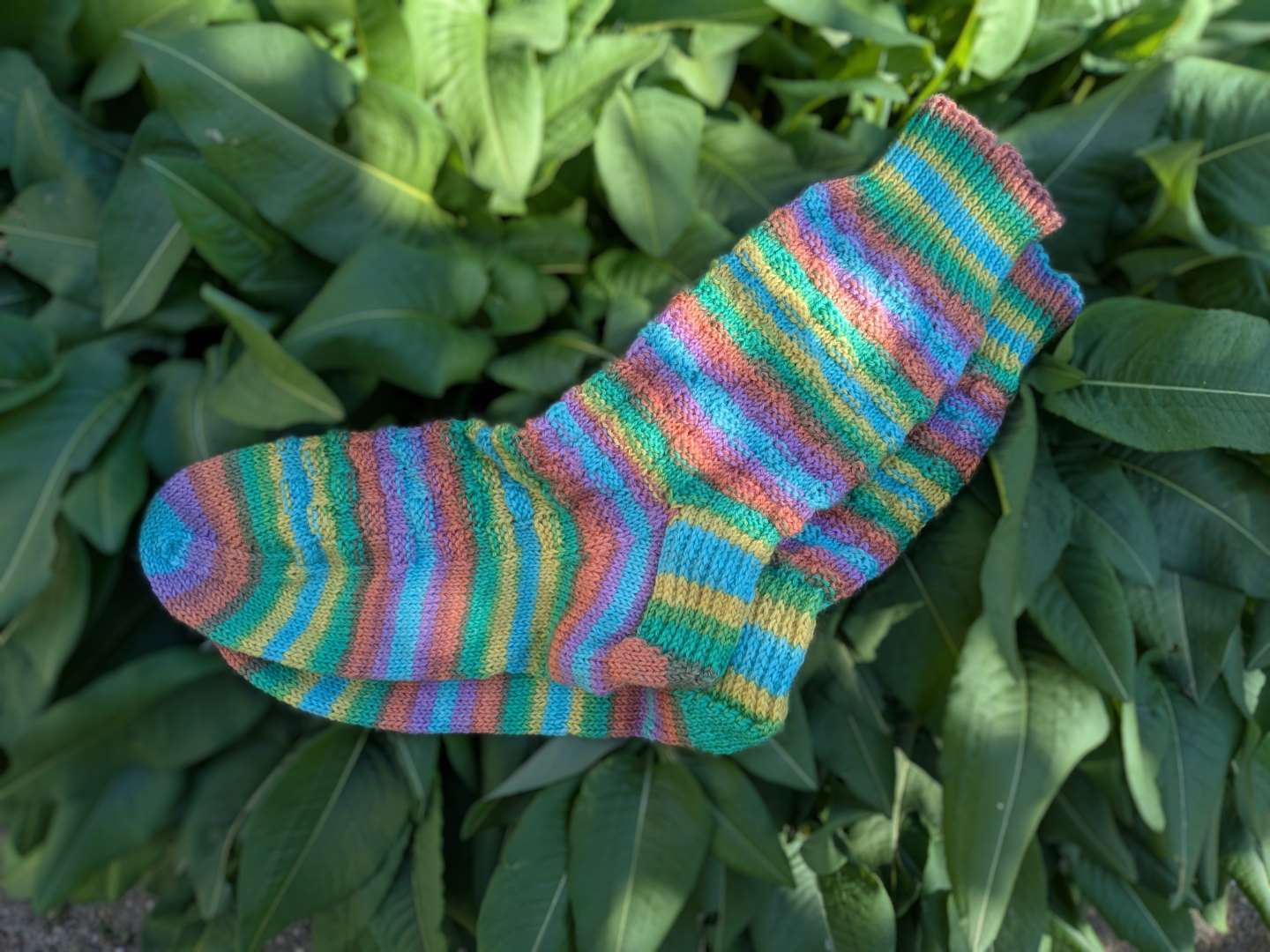 roze geel groen gestreepte sokken maat 35-36