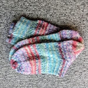 blauw wit roze gestreepte sokken in maat 39-40